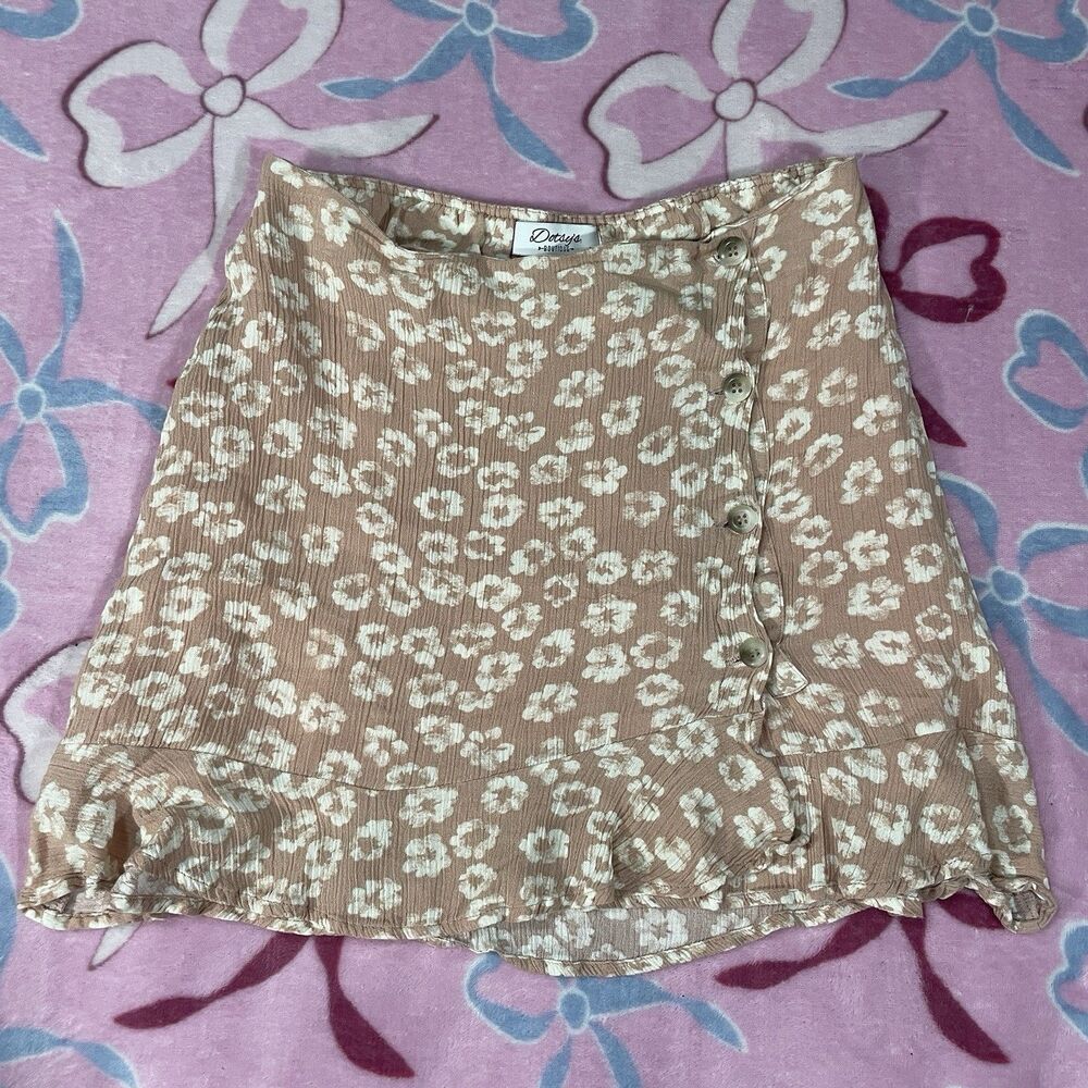 Dotsy's Boutique Cottagecore Flower Summer Mini Ruffle Rose Skirt Juniors Small